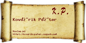 Kovárik Péter névjegykártya